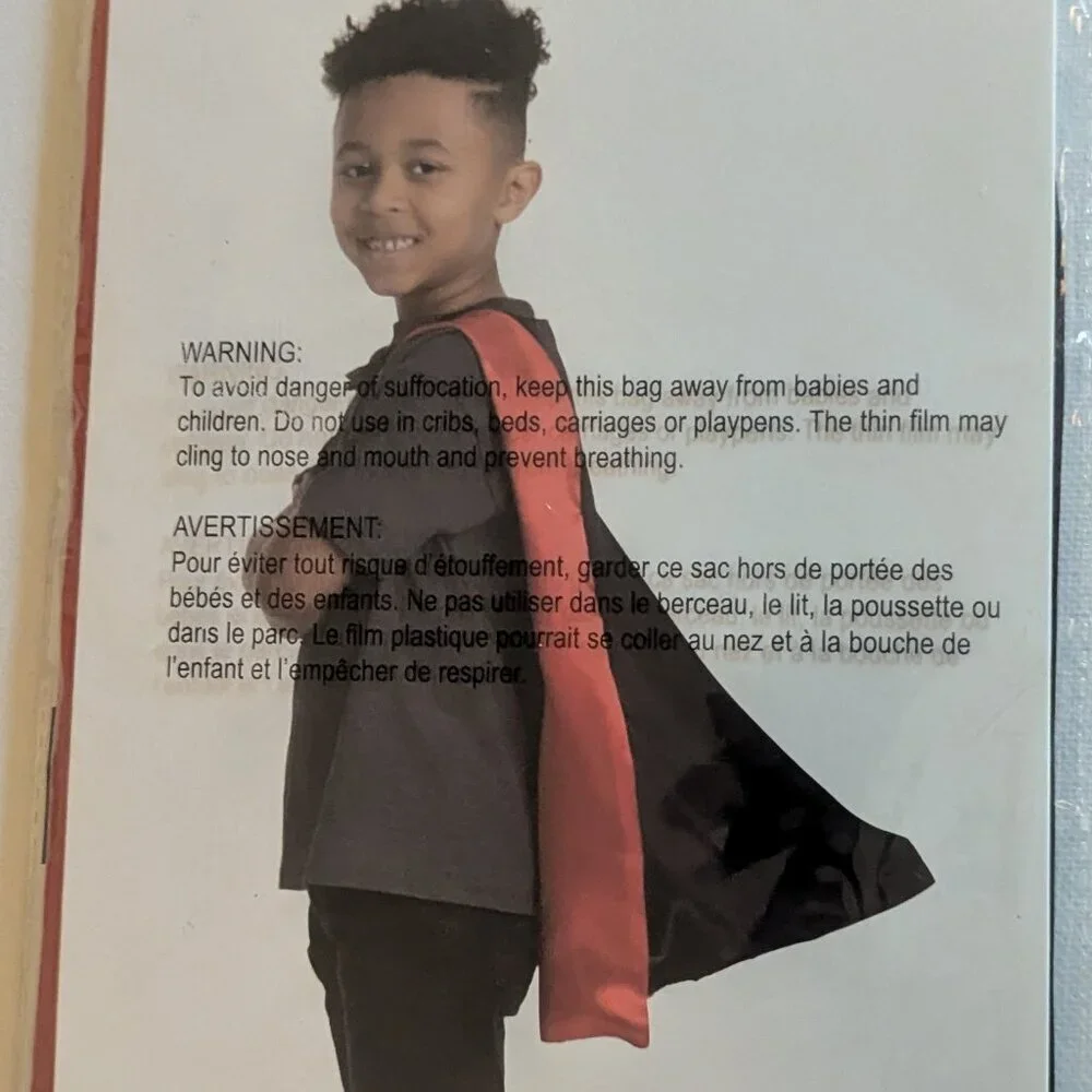 NWT Kids Red Black Satin Cape Super Hero Vampire Halloween Costume Michaels NEW